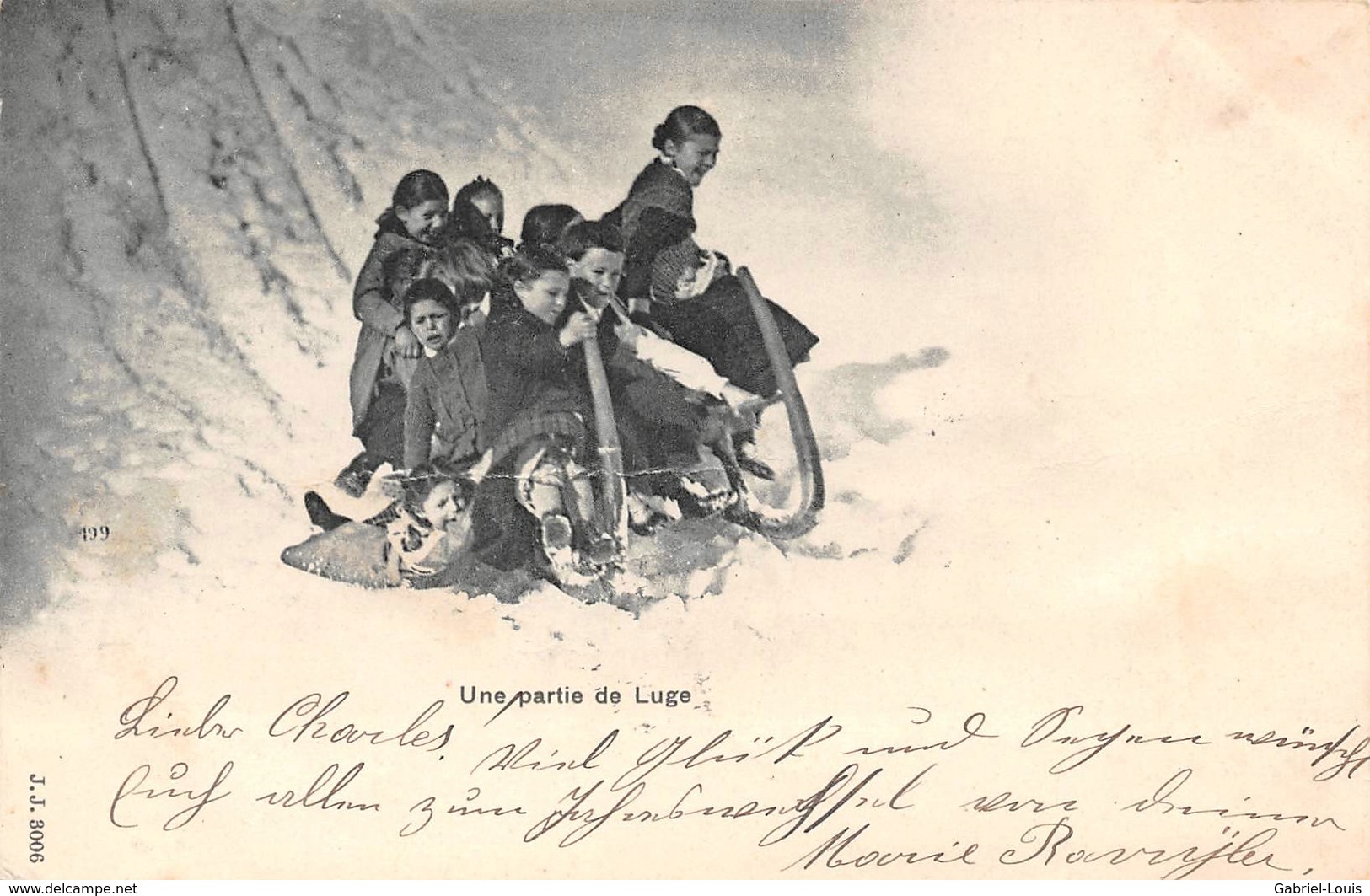 Une Partie De Luge - Suisse - Enfants - 1902 - Sport D'hiver - Port