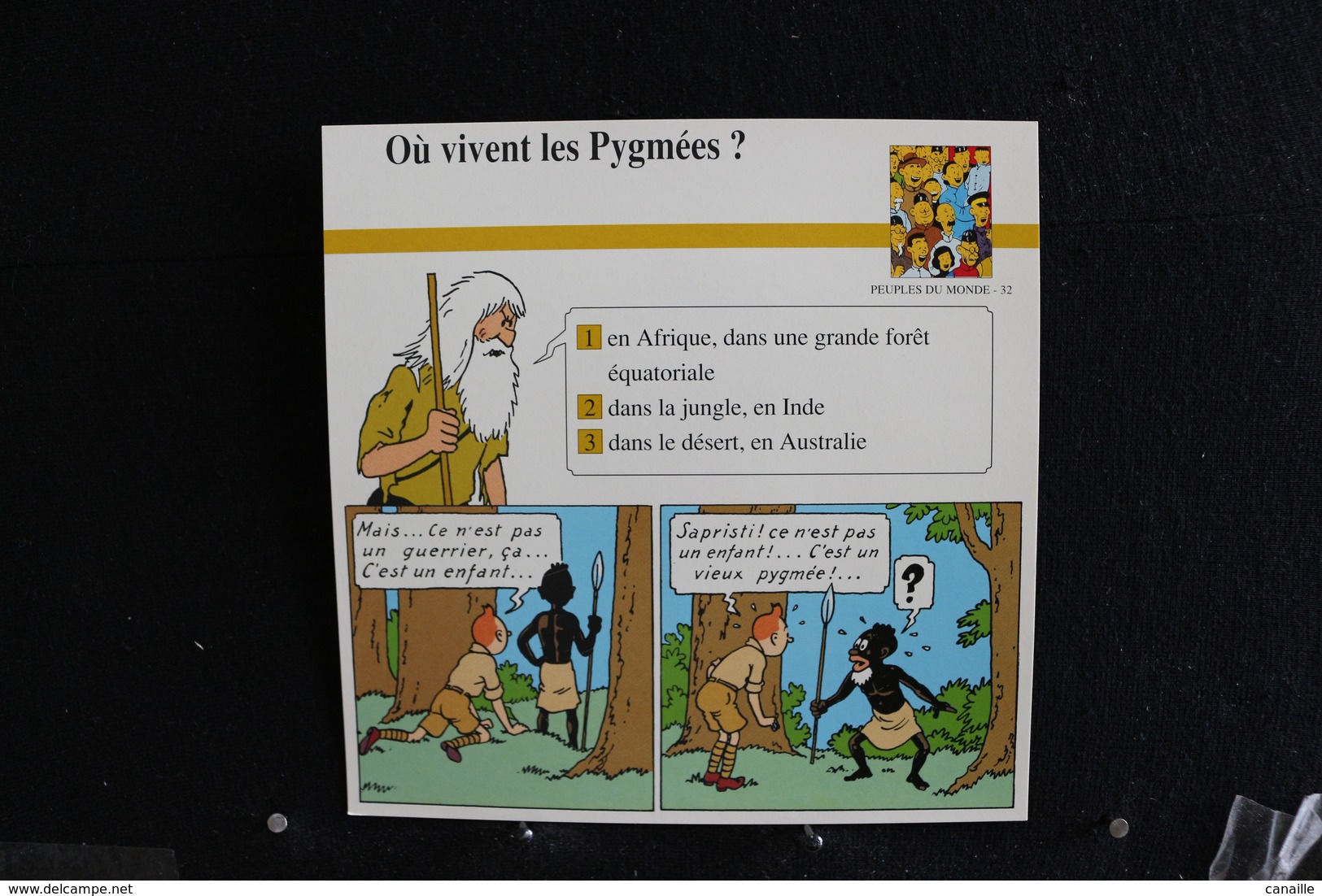 Fiche Atlas,TINTIN (extrait De, Tintin Au Congo) - Peuples Du Monde, N°32  Où Vivent Les Pygmées ? - Collections