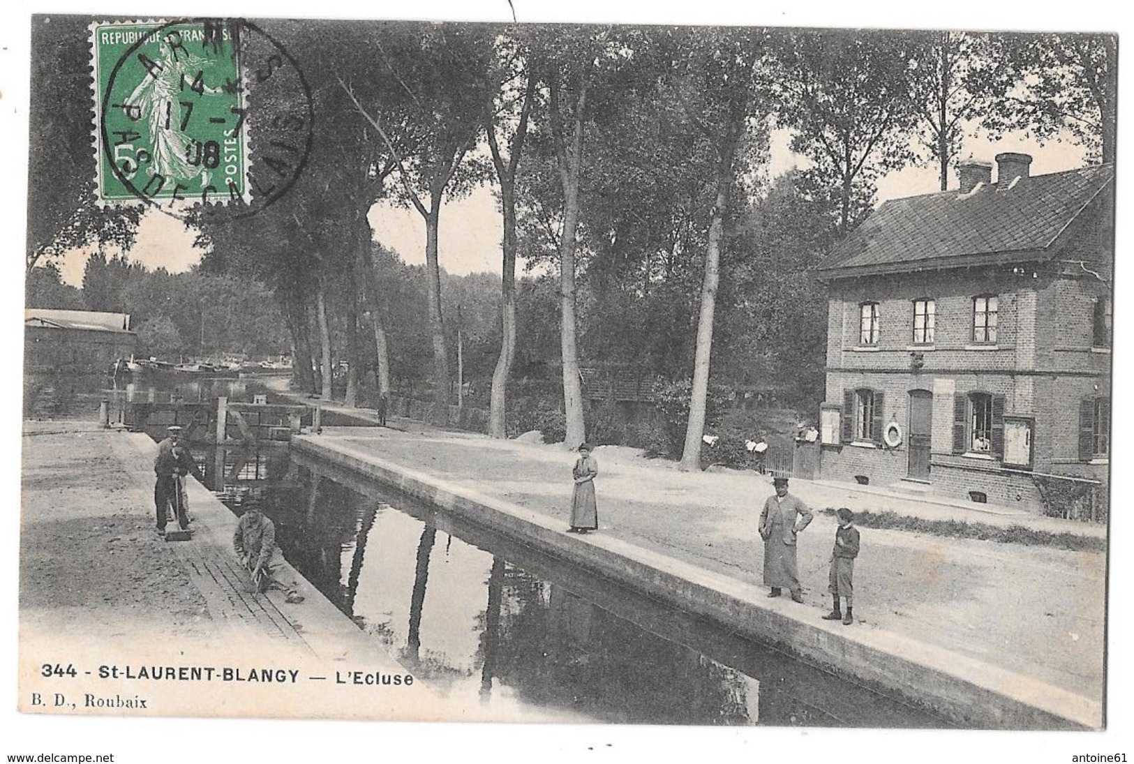 SAINT-LAURENT BLANGY - L'écluse (vue Animée : Ouvrier Réparant Le Quai) - Saint Laurent Blangy