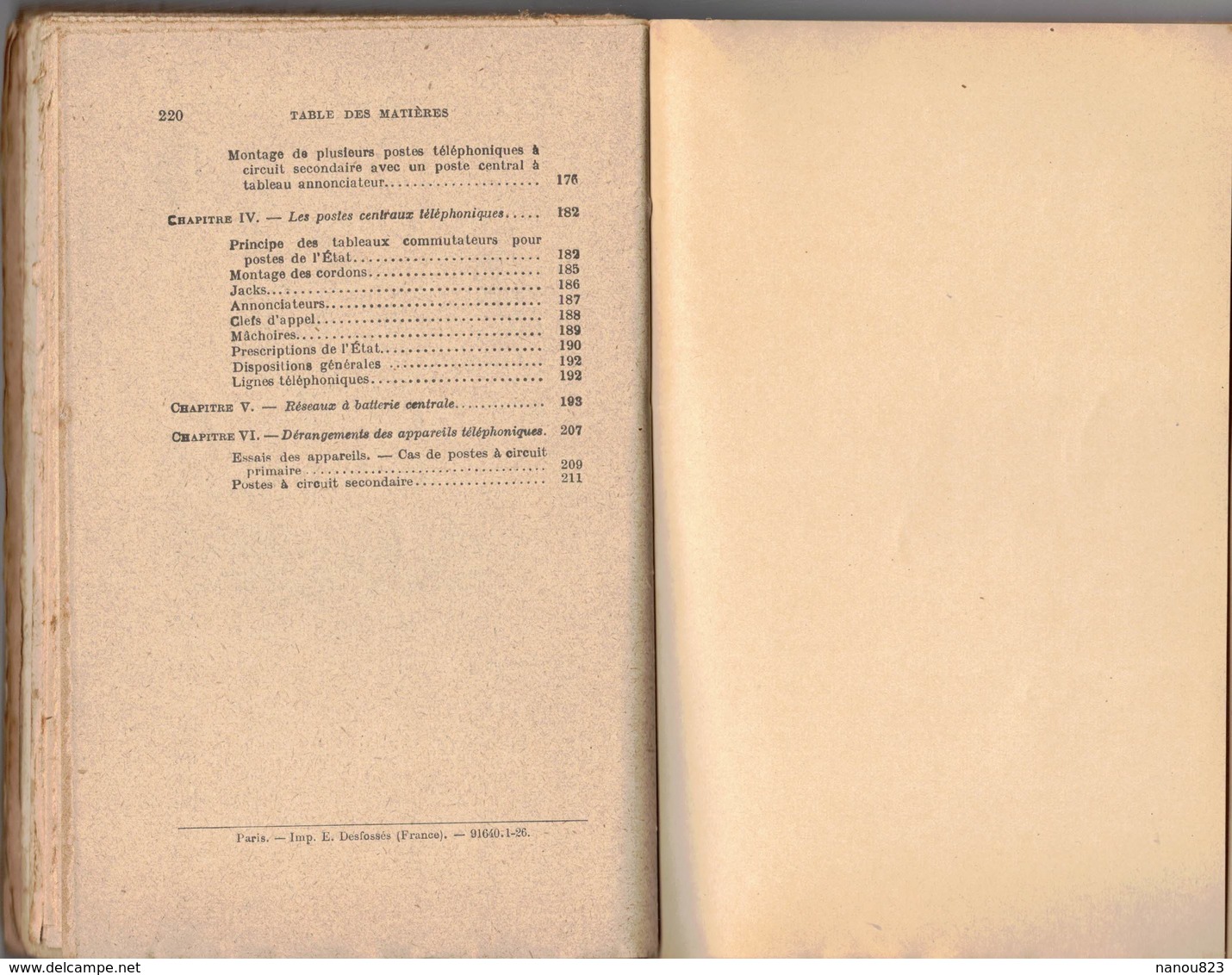 Année 1922 : ILLUSTREE ET COMMENTEE : LA TELEPHONIE PRIVEE Par A Soulier - Table Des Matières Scannée - Piles Téléphones - Telephony