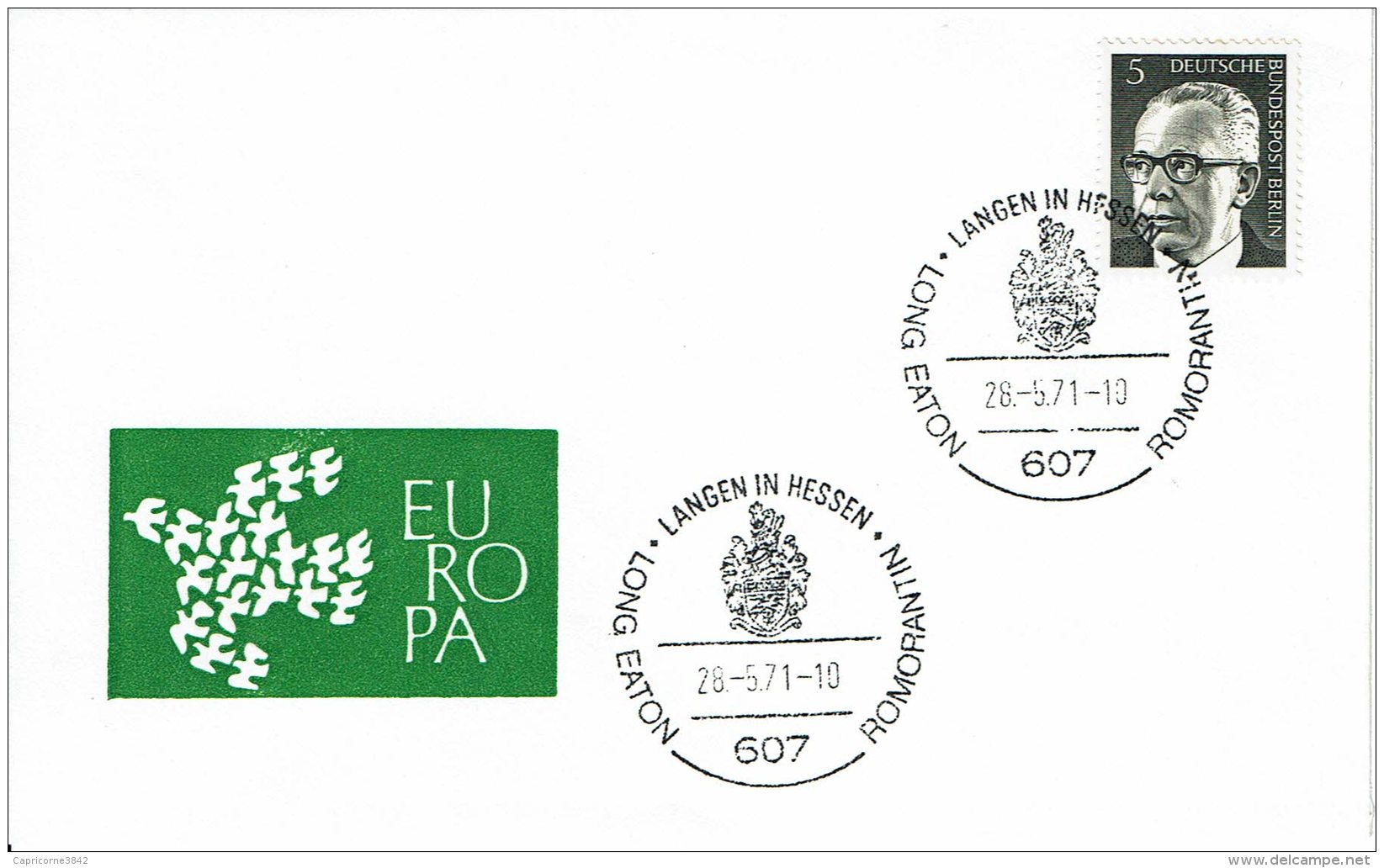 1971 - Berlin - Cachet De Partenariat Entre Les Villes De Long Eaton - Romorantin Et Lange In Hessen - Tp N°339 - Máquinas Franqueo (EMA)