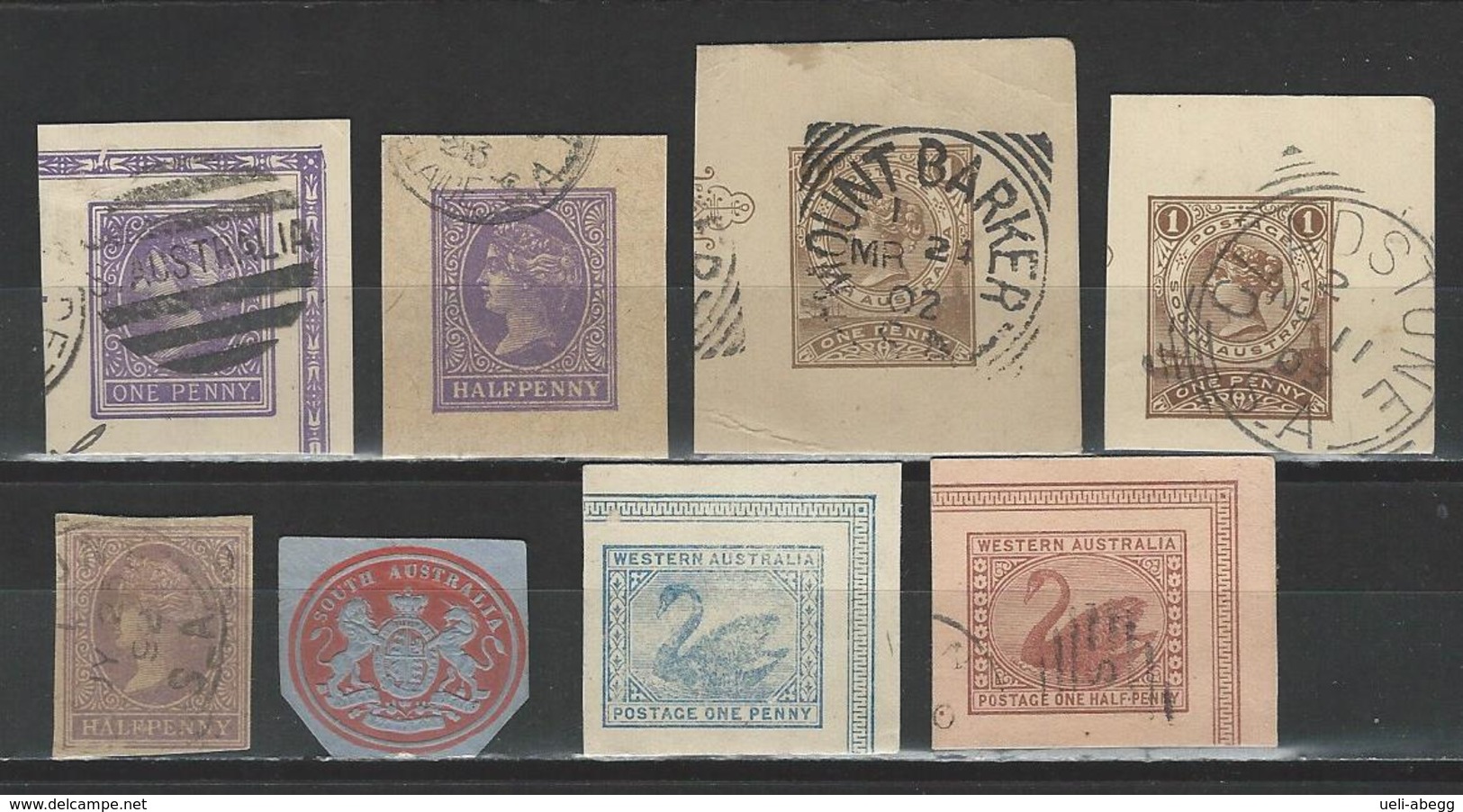 8 Ganzsachenausschnitte / Cuts From Postal Stationery South / Western Australia - Other & Unclassified