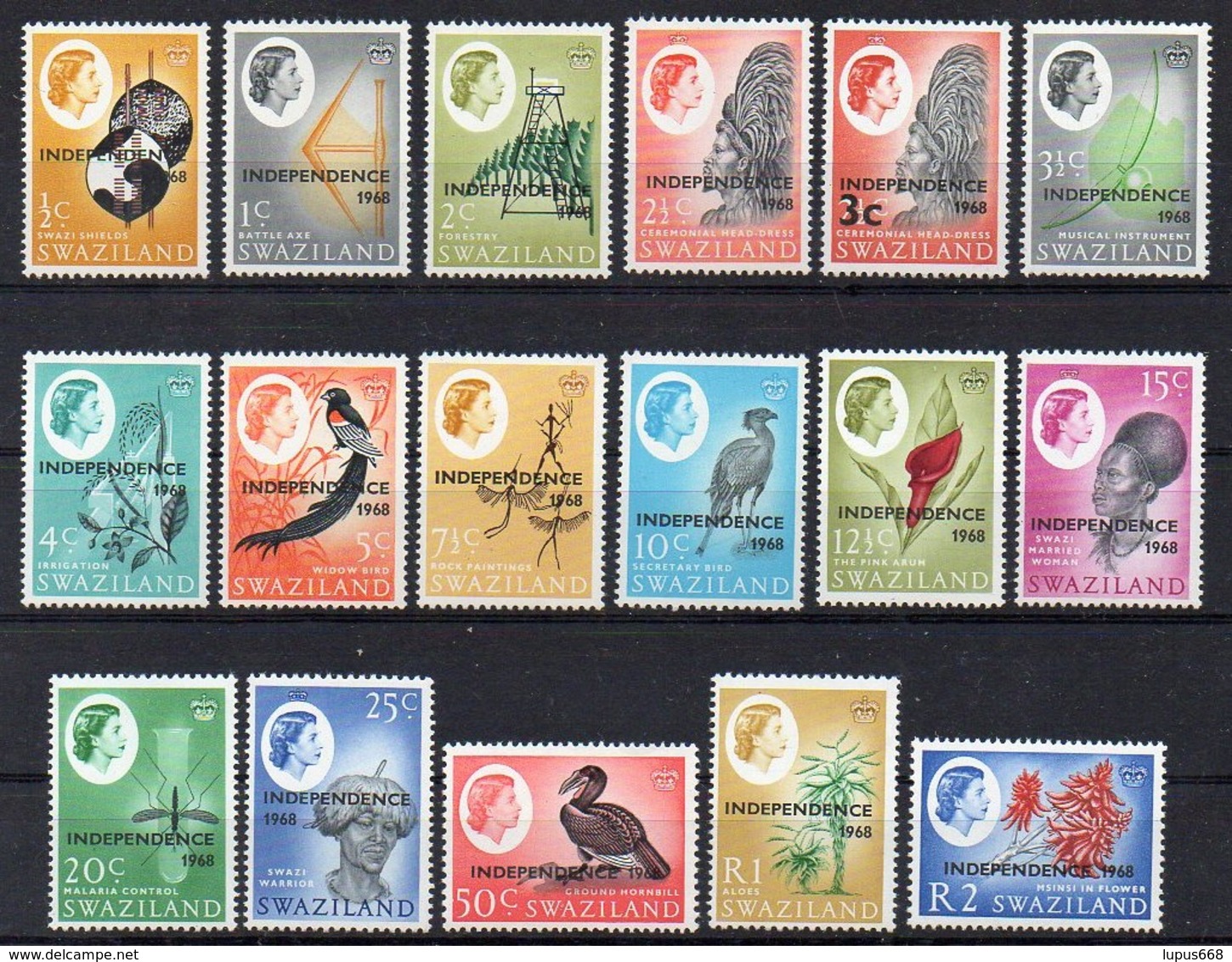 Swaziland 1968 MiNr. 139/ 155    **/ Mnh ; Freimarken Aufdruck/ Overprint  " Independence 1968" - Swaziland (1968-...)