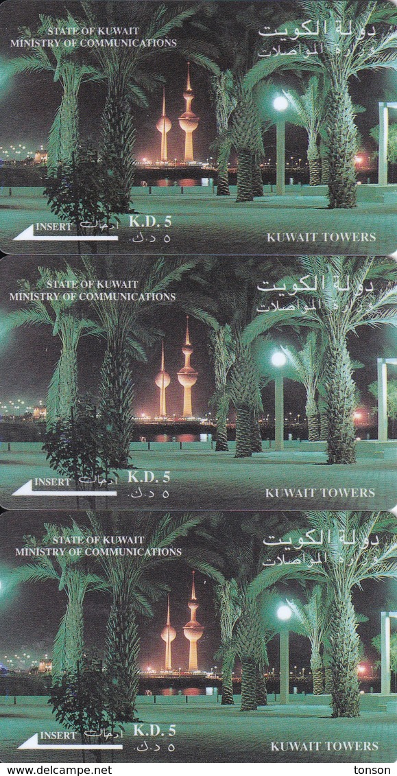 Kuwait, KUW-C-08, 09 And 10, 3 Cards, "Kuwait Towers, Satlink Ltd", 2 Scans. - Kuwait