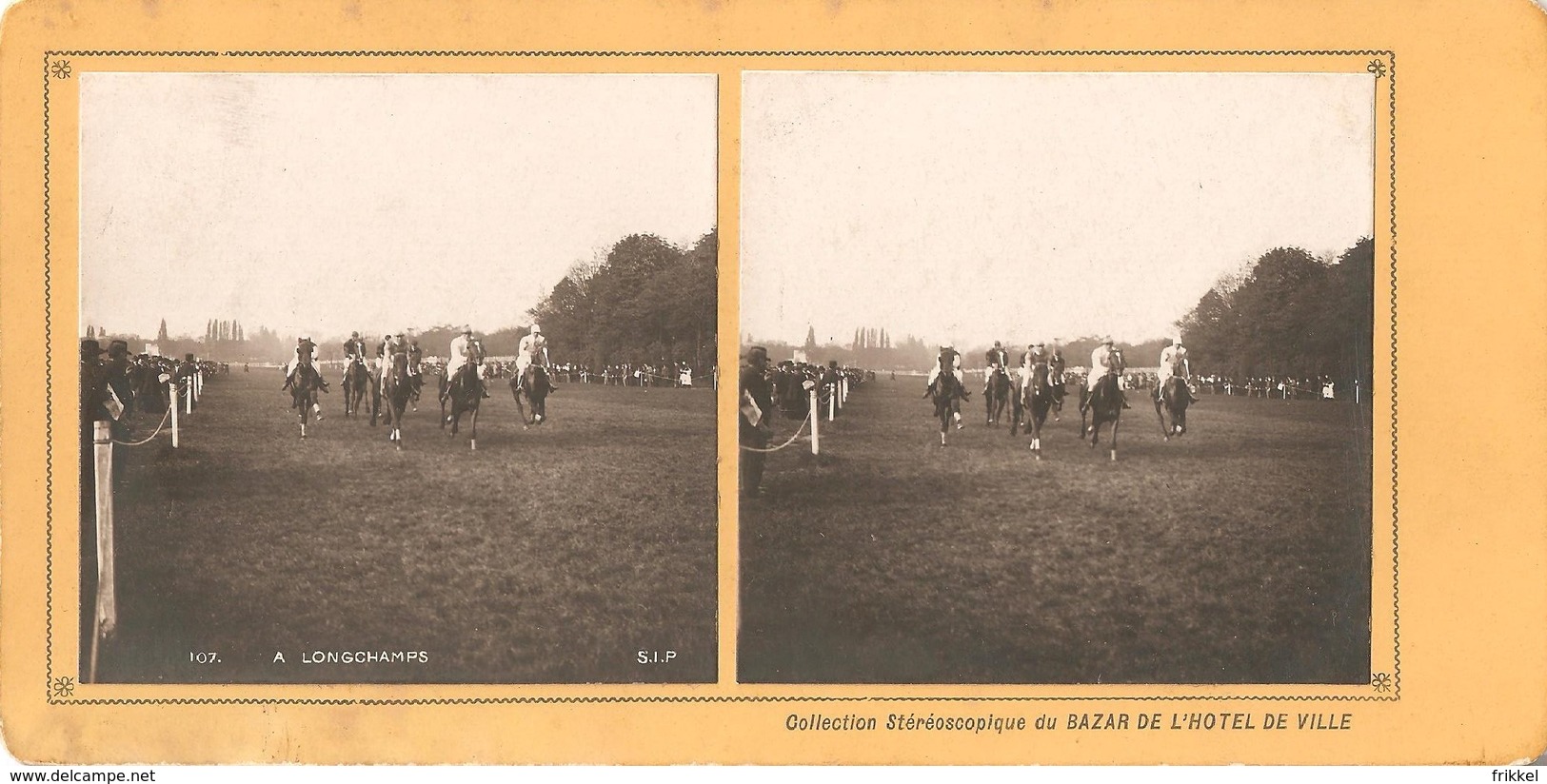 Vue Stéréoscopique Stereoview Stereoscope Stereokaart (8 X 17 Cm) Longchamps S.I.P Paard Cheval Paris ? - Photos Stéréoscopiques