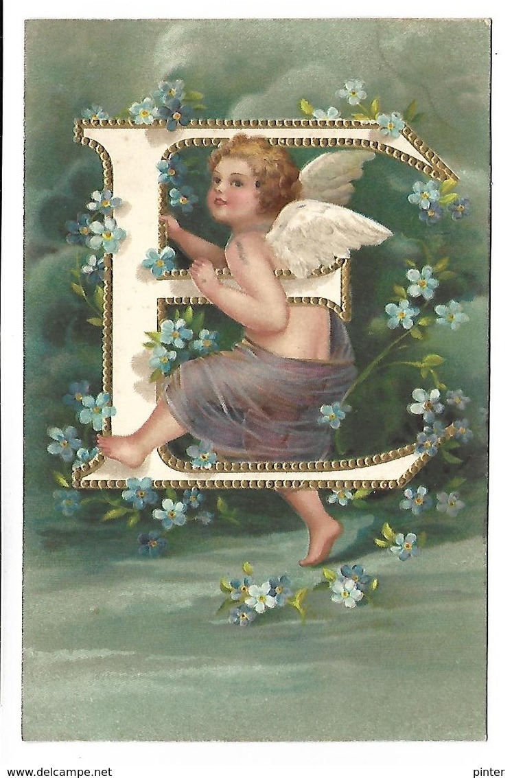 ANGE - Lettre E - Carte Gaufrée - Anges