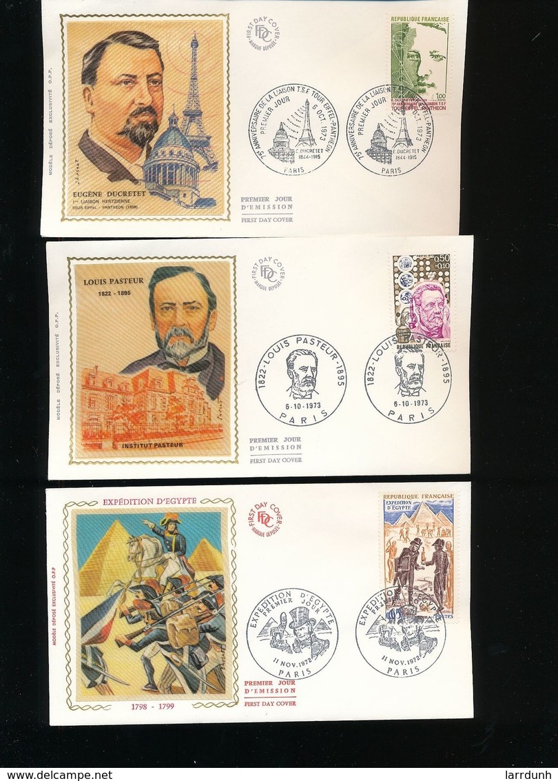 France Egypt Ducretet Tower Louis Pasteur Silk Cachet With Day Of Issue Cancel 1972 1973 A04s - 1970-1979