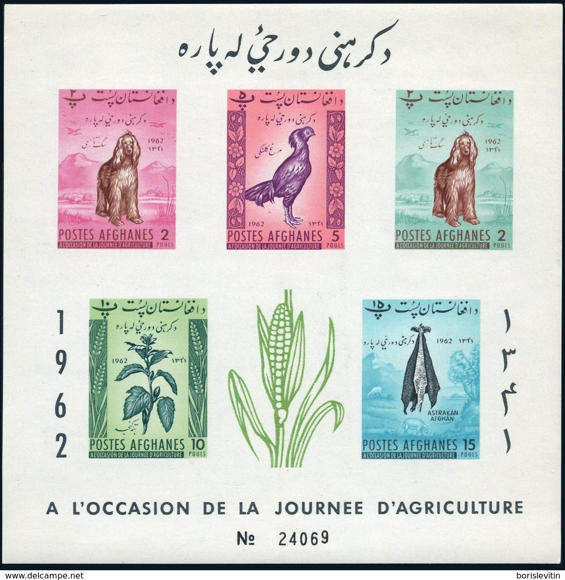 Afghanistan 565-574,MNH.Michel Bl.22A,B-23A,B. Afghan Hound,Cock,Skins,Plant, - Afghanistan