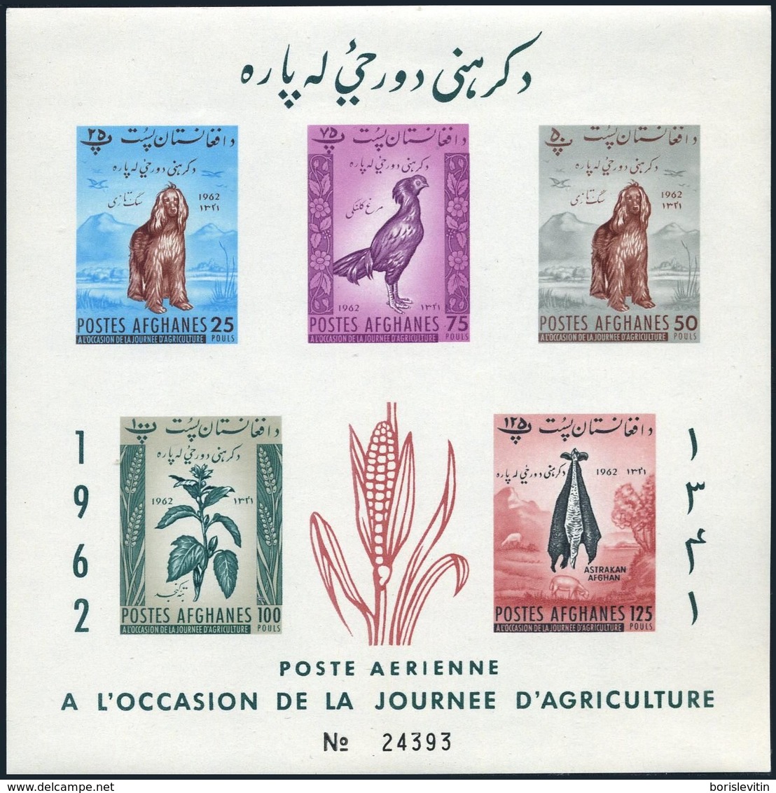 Afghanistan 565-574,MNH.Michel Bl.22A,B-23A,B. Afghan Hound,Cock,Skins,Plant, - Afghanistan