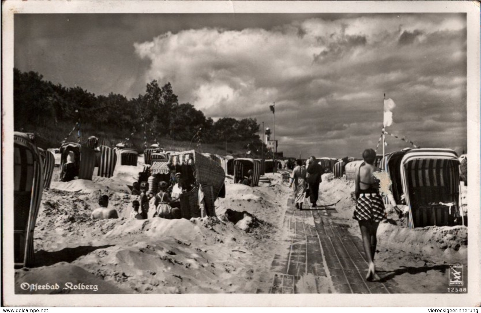 ! Alte Ansichtskarte Ostseebad Kolberg, 1936, Landpoststempel - Pommern