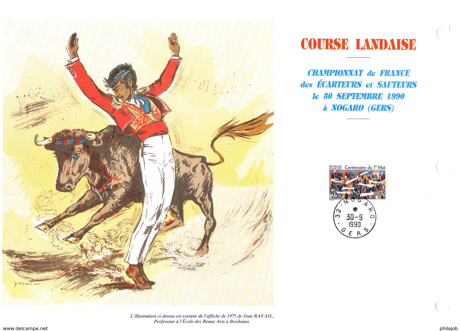 A SAISIR (Tirage 1200 Ex !) : " COURSE LANDAISE / TAUREAU " Sur Feuillet CEF SPECIAL De 4 Pages De 1990. Parfait état. - Non Classés