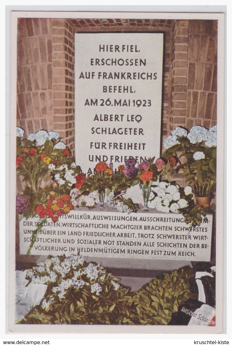 Dt.-Reich (000035) Propaganda Sammelbild Farbig!!, Deutschland Erwacht, Bild 117, Schlageter (Holzheimer Seide) - Briefe U. Dokumente