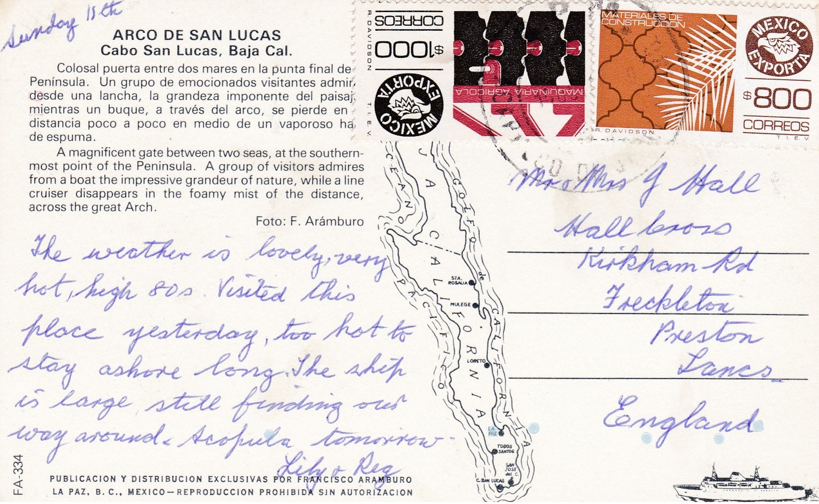 Old Post Card Of Arco De San Lucas ,Cabo San Lucas,Mexico,,S58. - Mexique