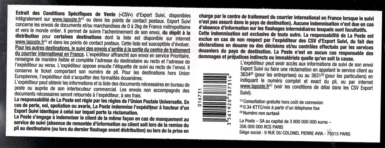 Sticker Lettre Suivie Internationale, Suivi International, Neuf (export Suivi) - Autres & Non Classés