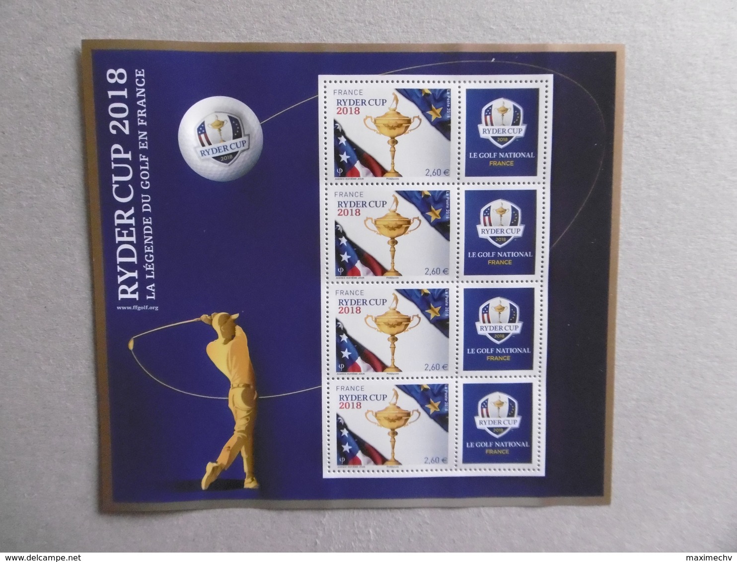 FRANCE 2018   RYDER CUP   FOND BLEU TIMBRES A 2.6 EURO - Mint/Hinged