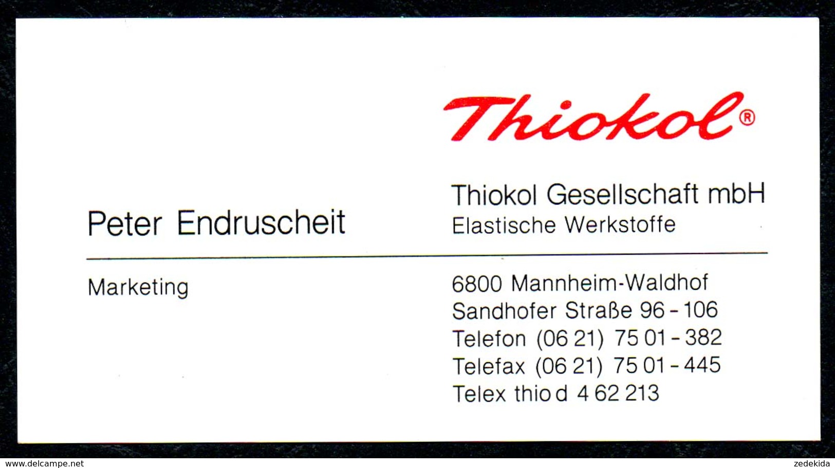 B7333 - Mannheim Waldhof - THIOKOL - Peter Endruscheit - Visitenkarte - Visitenkarten