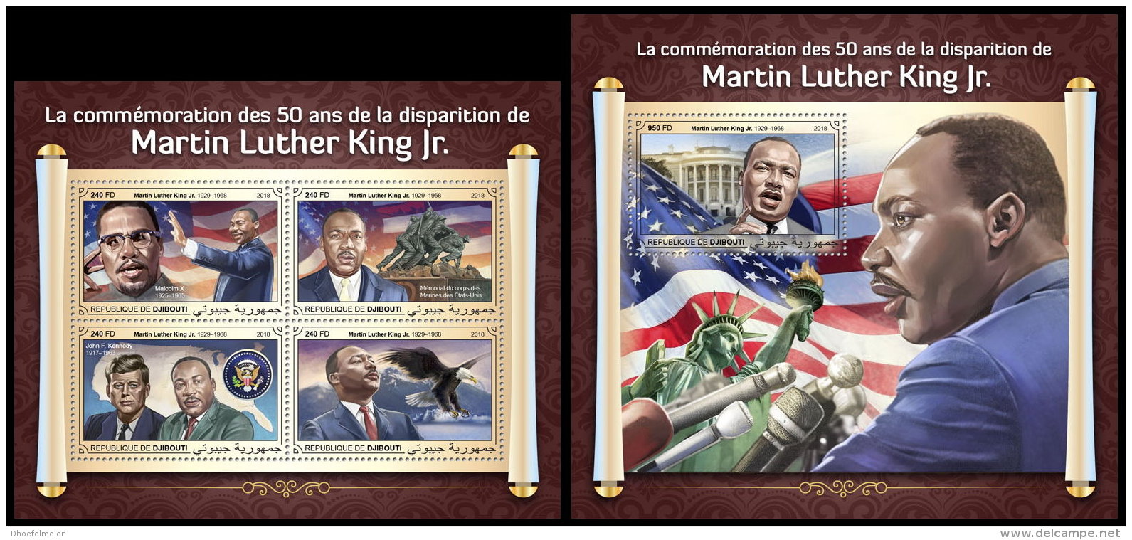 DJIBOUTI 2018 MNH** Martin Luther King Jr. M/S+S/S - OFFICIAL ISSUE - DH1834 - Martin Luther King