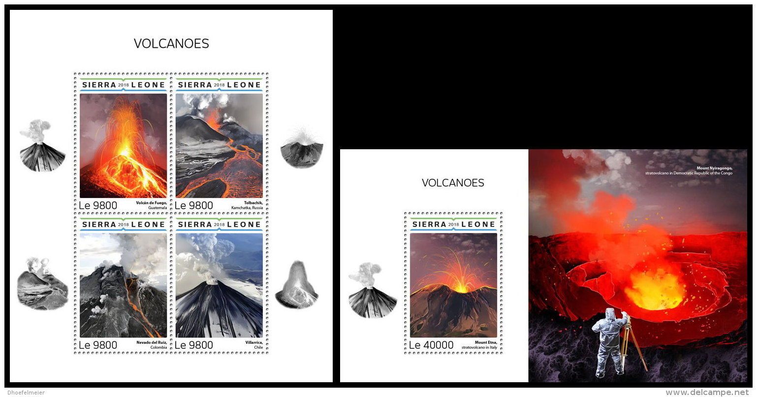 SIERRA LEONE 2018 MNH** Volcanoes Vulkane Volcans M/S+S/S - IMPERFORATED - DH1837 - Volcanos