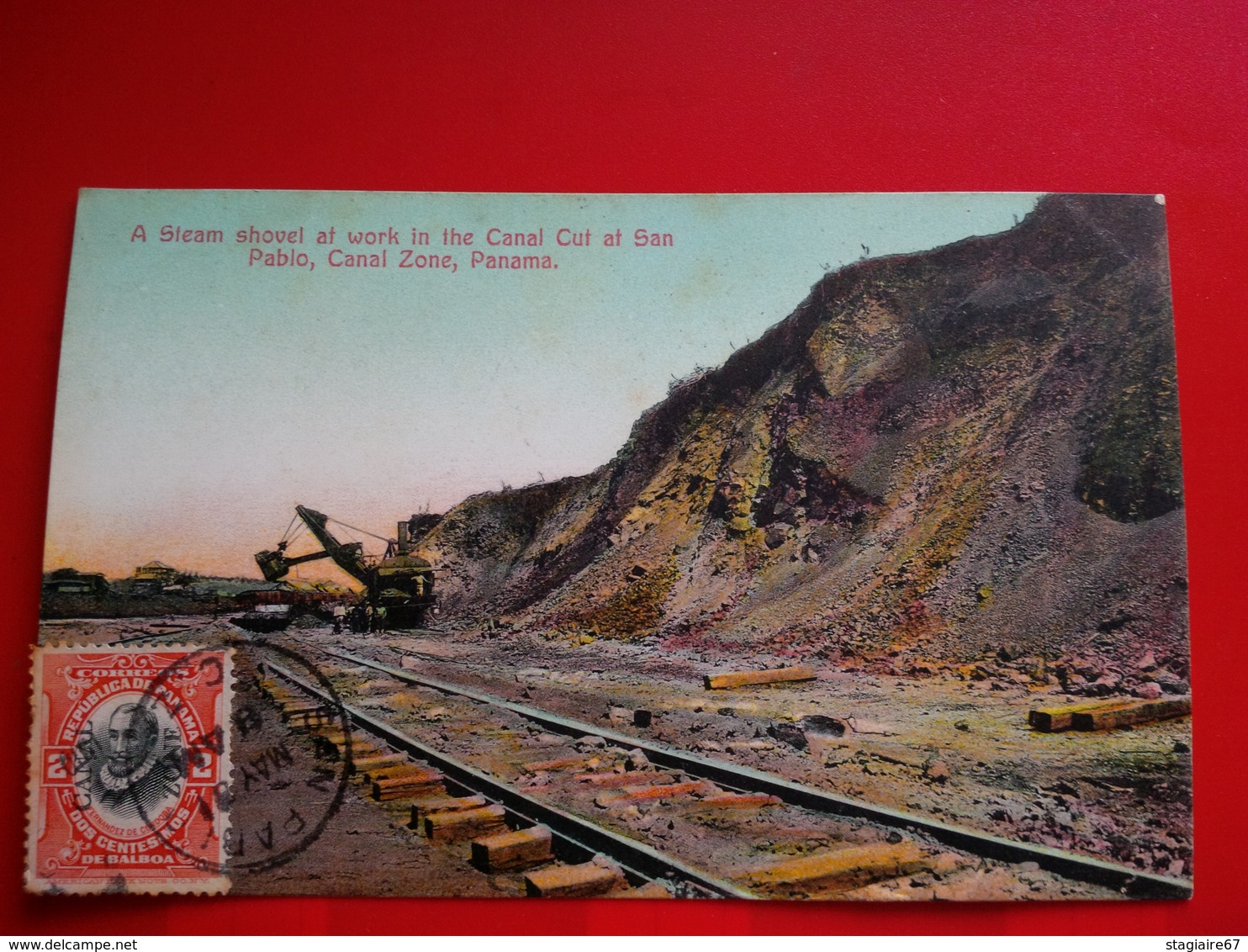 A STEAM SHOVEL AT WORK IN THE CANAL CUT AT SAN PABLO CANAL ZONE PANAMA - Panama