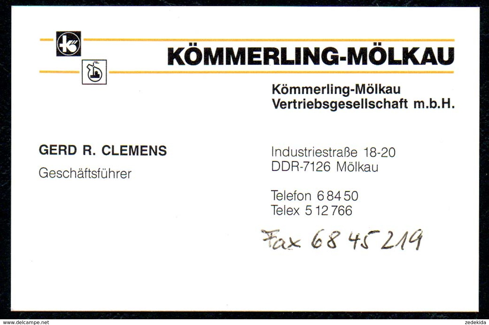 B7340 - Pirmasens - Kömmerling Mölkau - Gerd R. Clemens Geschäftsführer - Visitenkarte - Visitenkarten