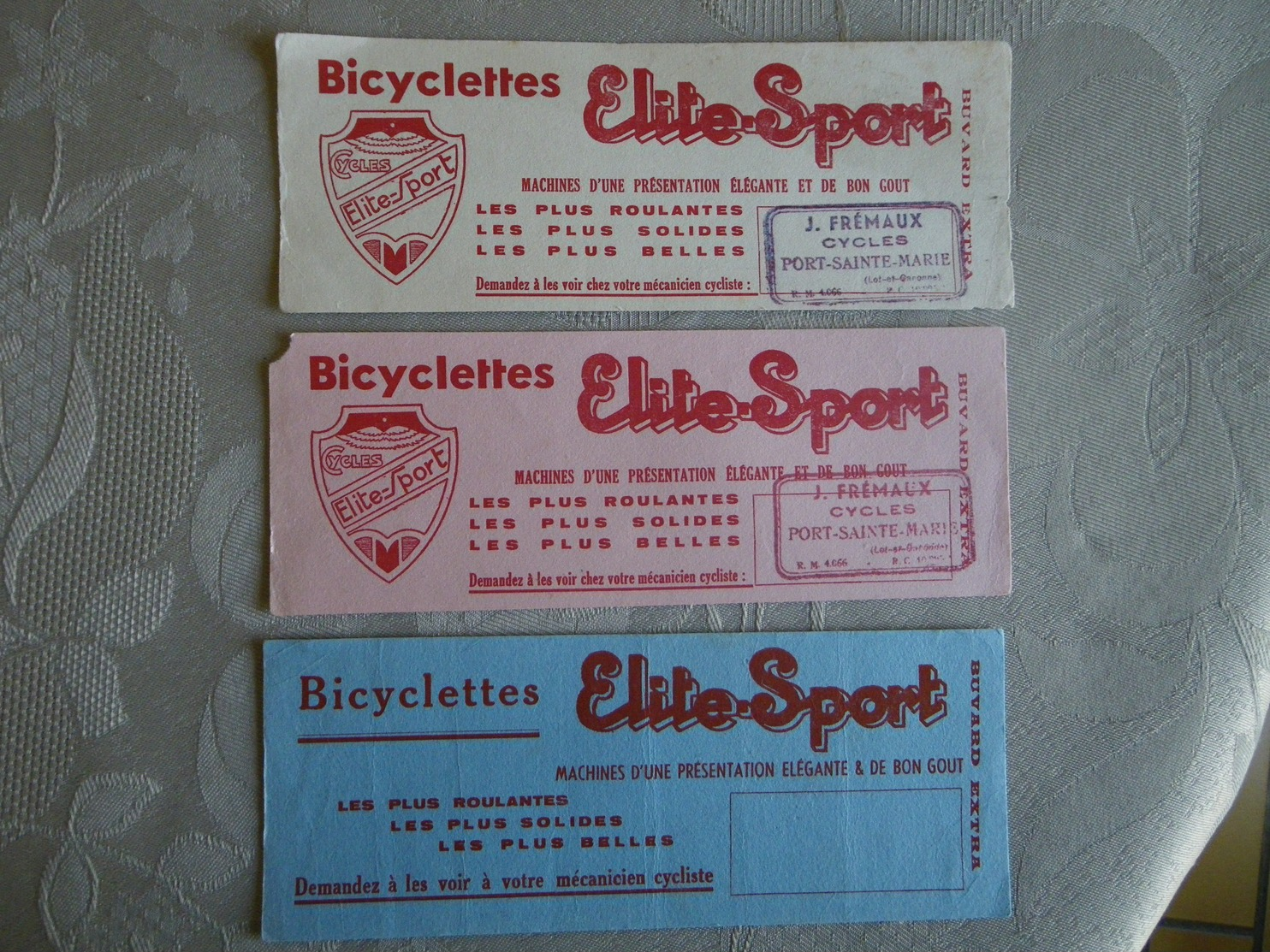 3 BUVARDS BICYCLETTES ELITE-SPORT FREMAUX PORT-SAINTE-MARIE - Bikes & Mopeds