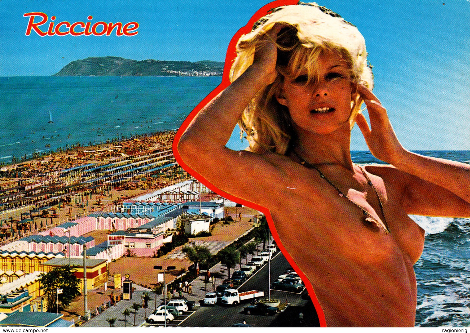 RIMINI - Riccione - Spiaggia - Pin Up - Donnina Sexy - Woman Sexy Pose - Shirtless - Nudo - Naked - Charme - 1980 - Rimini