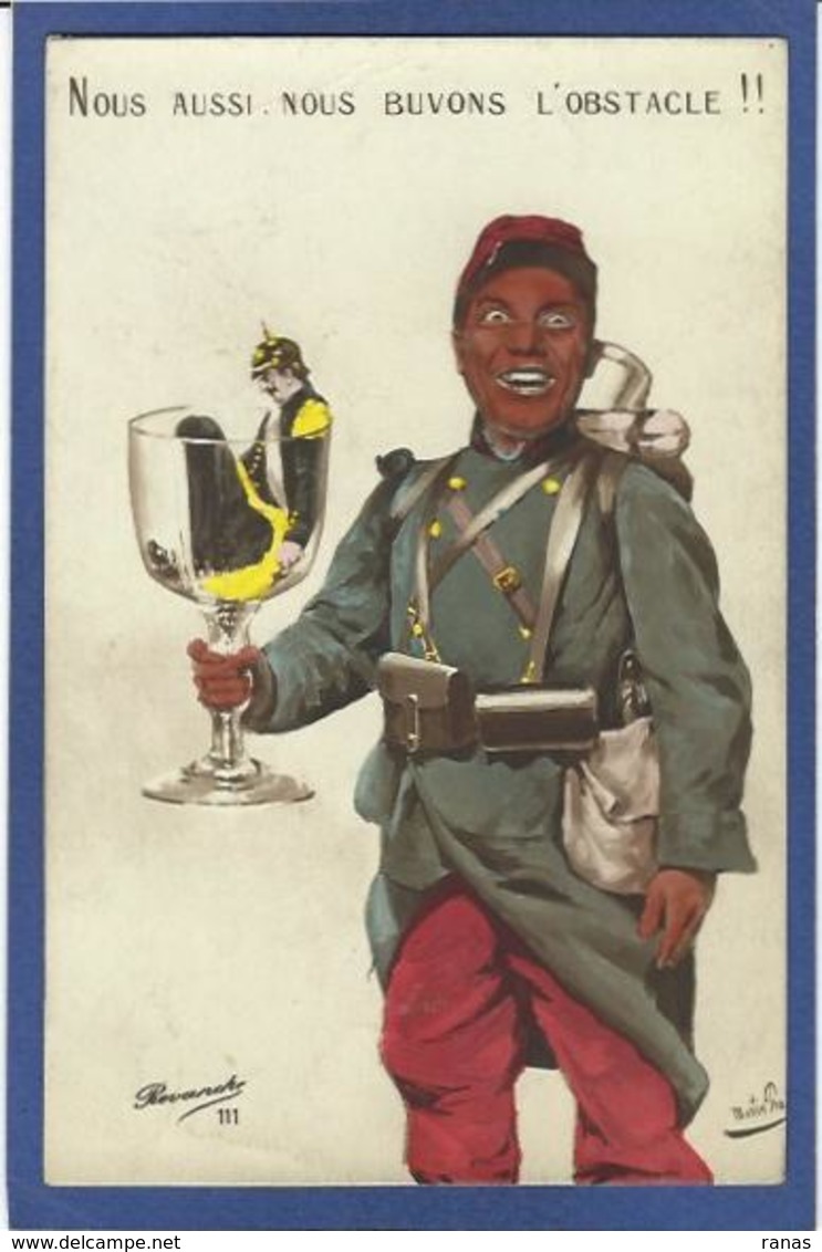 CPA Négritude Caricature Satirique Guerre 14-18 Patriotique Germany Kaiser Guillaume II Non Circulé - Humoristiques