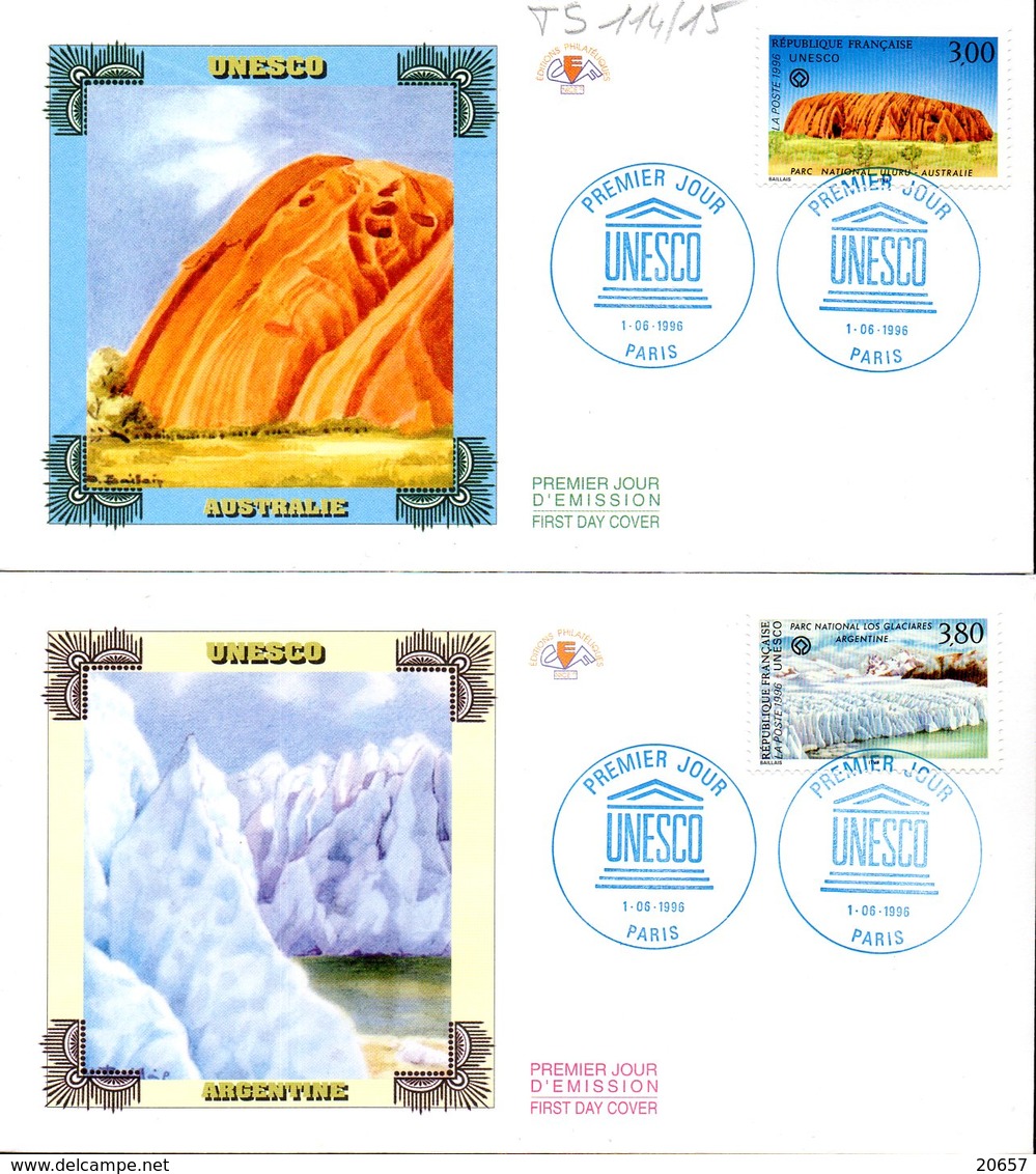 France Service 114/115 Glacier Antarctique, Argentina, Australia, Uluru Ayers Rock, UNESCO - Autres & Non Classés