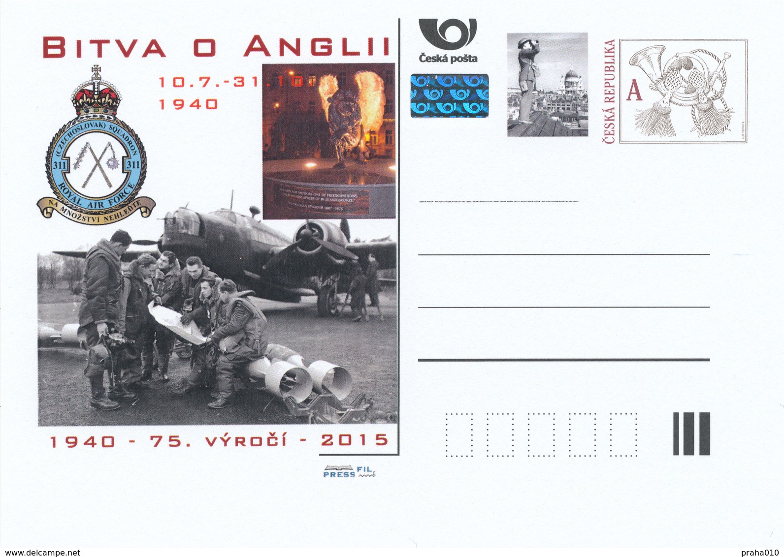 Rep. Ceca / Cart. Postali (Pre2015/22) Battle Of Britain (10.7.-31.10.1940) No. 311 Squadron RAF (Cecoslovacco) - Altri & Non Classificati