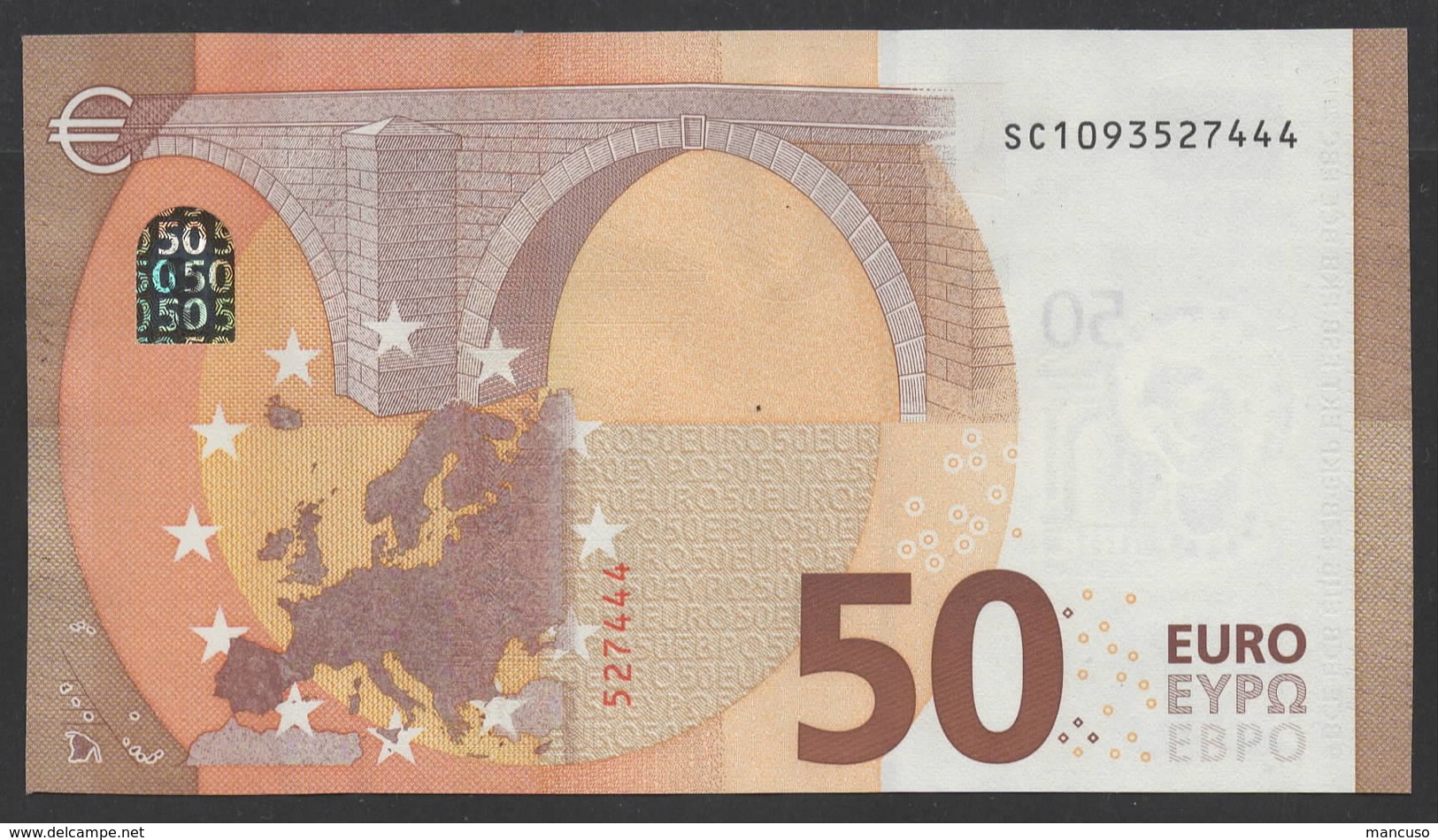 50 EURO ITALIA  SC  S012  Ch. "09"  - DRAGHI   UNC - 50 Euro