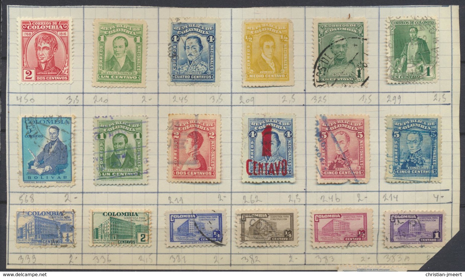 COLUMBIA Stamps  Lot 53 V. Handstamped - Colombie