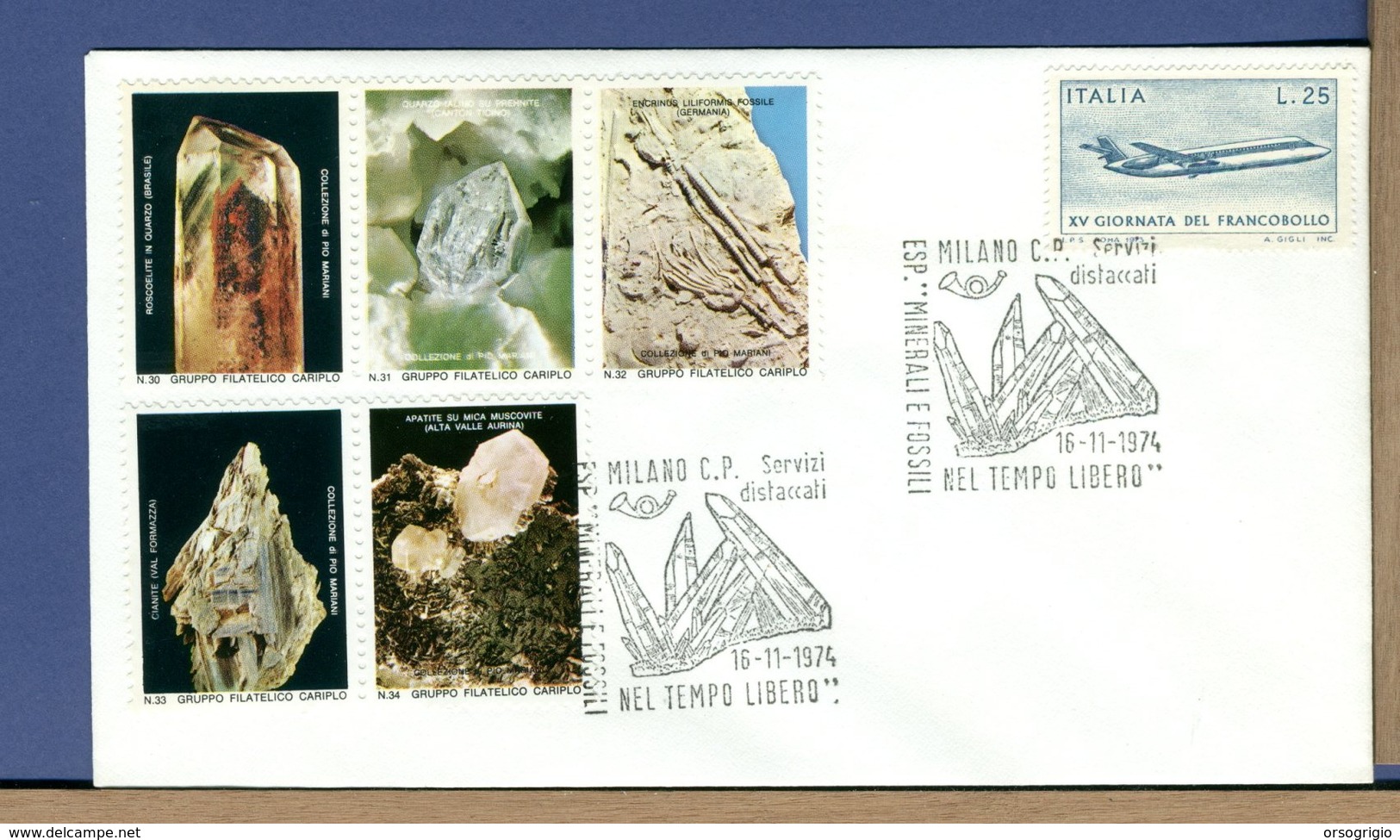 ITALIA - 1974 - MINERALI E FOSSILI - - Minéraux