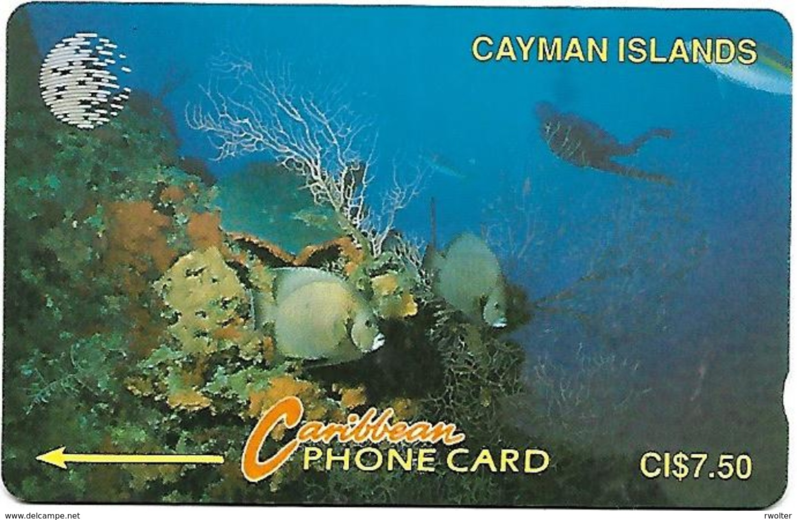 @+ IlesCaiman - Diver In Reef (White New Logo) - 5CCIA...... Ref: CAY-5A - Iles Cayman