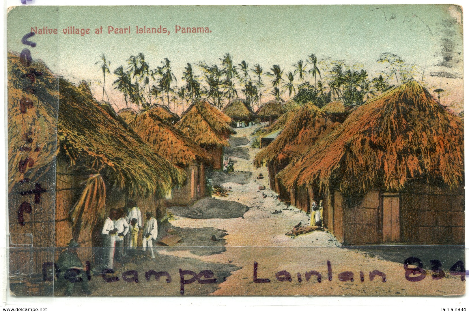 - PANAMA - Native - Village At Pearl Islands, épaisse, Cliché Peu Courant, BE, écrite, Ancienne, Scans. - Panama