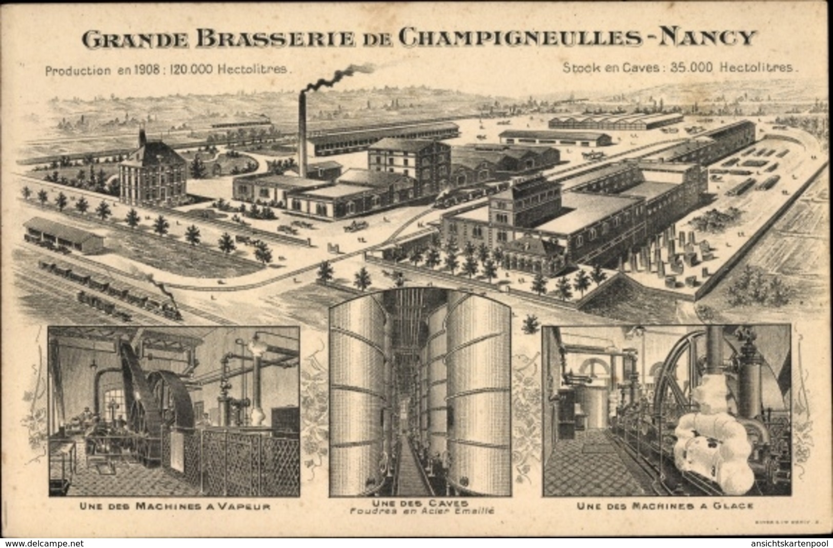 Lithographie Champigneulles Arr. Nancy Lothringen Meurthe Et Moselle, Grande Brasserie - Autres & Non Classés