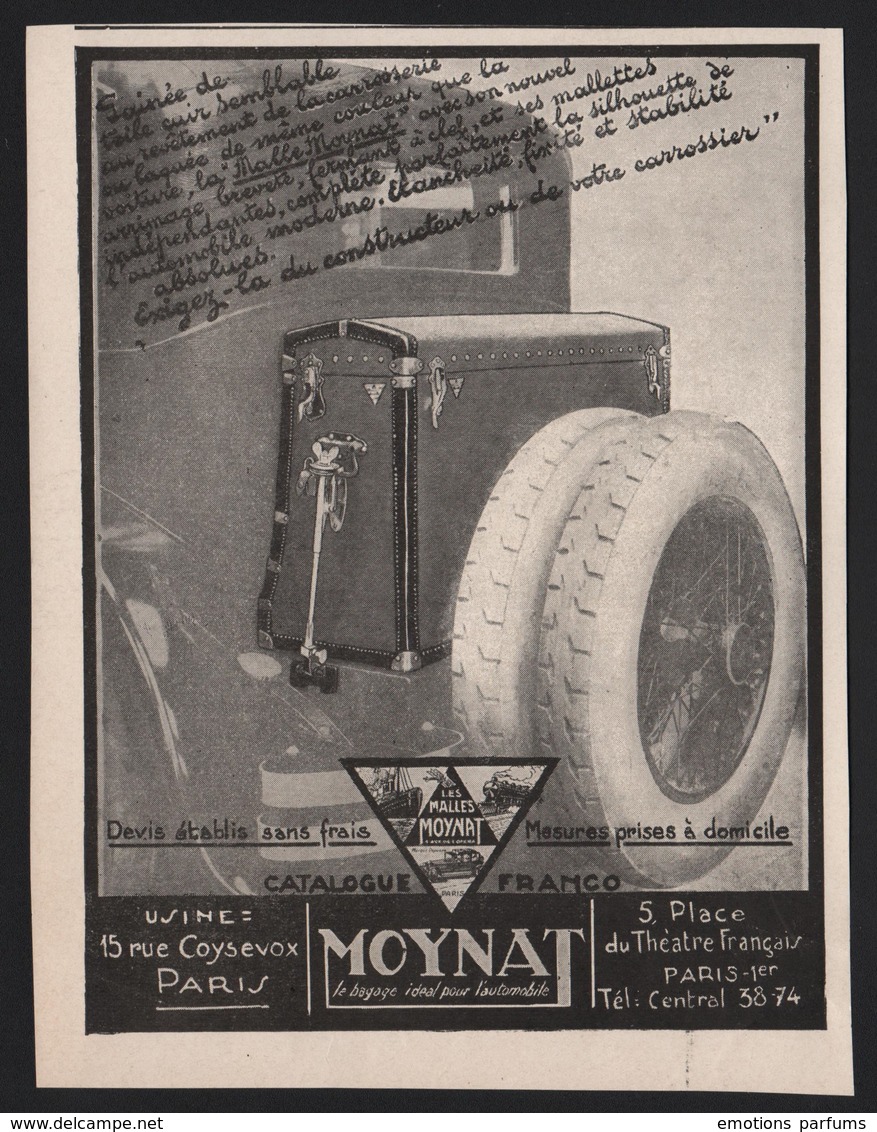 Pub Papier 1927 Automobile Accessoire Voiture Malle De Voyage Bagage MOYNAT Bagages Automobiles - Publicités