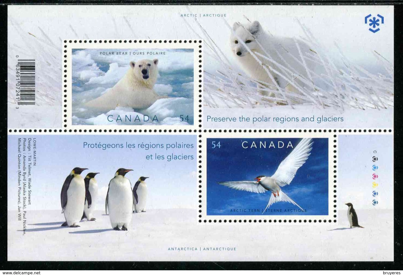 Bloc-Feuillet** Du Canada De 2009 Avec 2 Timbres Gommés "Protection Des Zones Polaires Et Des Glaciers" - International Polar Year