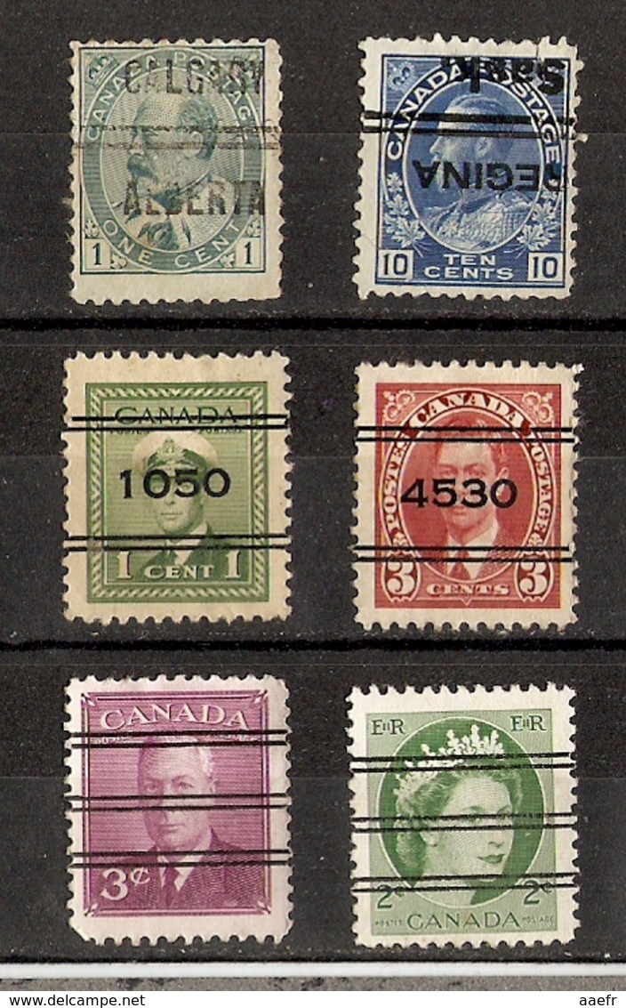 Canada - Souverains - Petit Lot De 6 Préoblitérés - Edouard VII 10 C : Surcharge Inversée - Vrac (max 999 Timbres)