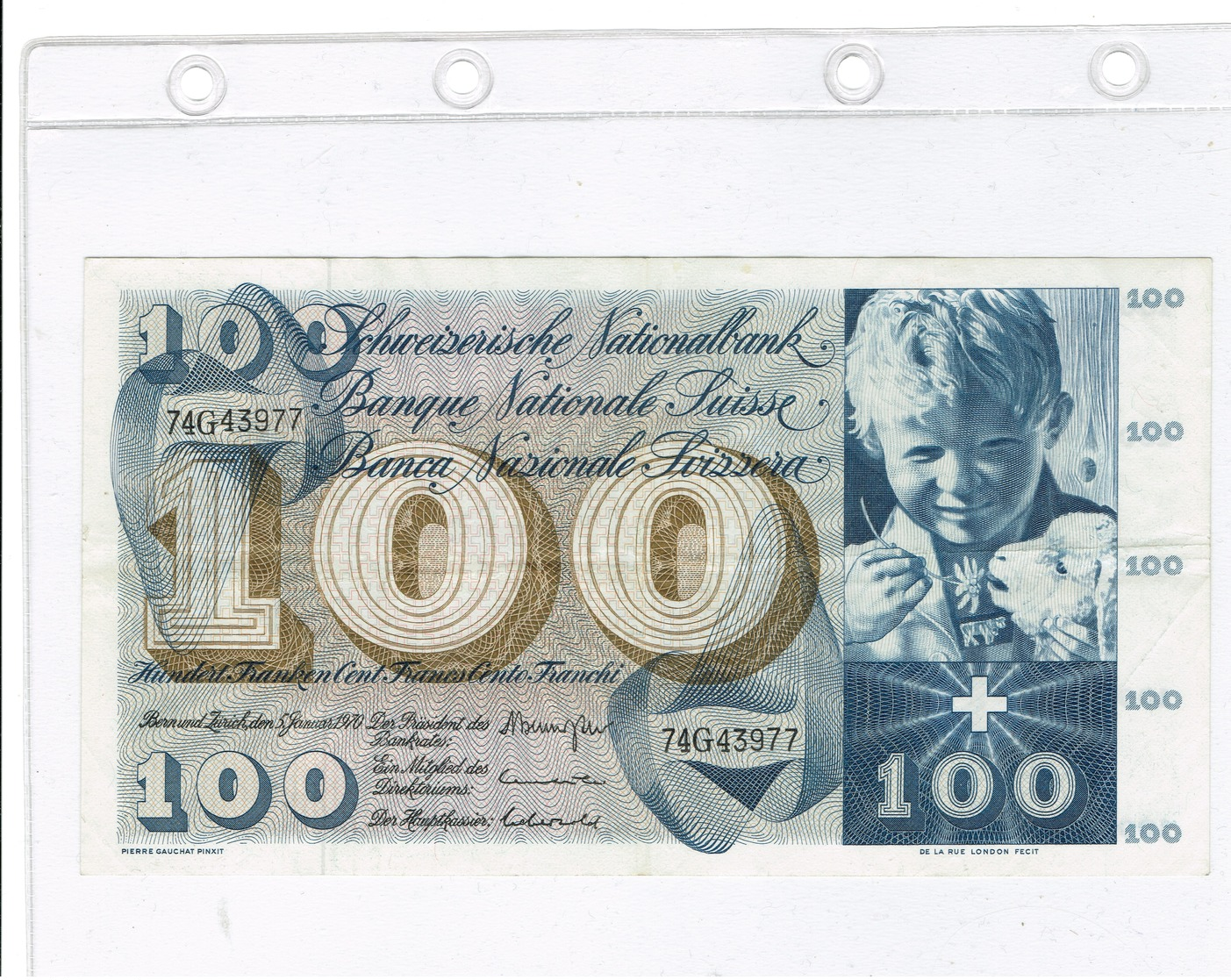 100 Francs Suisse,1970 - Suisse