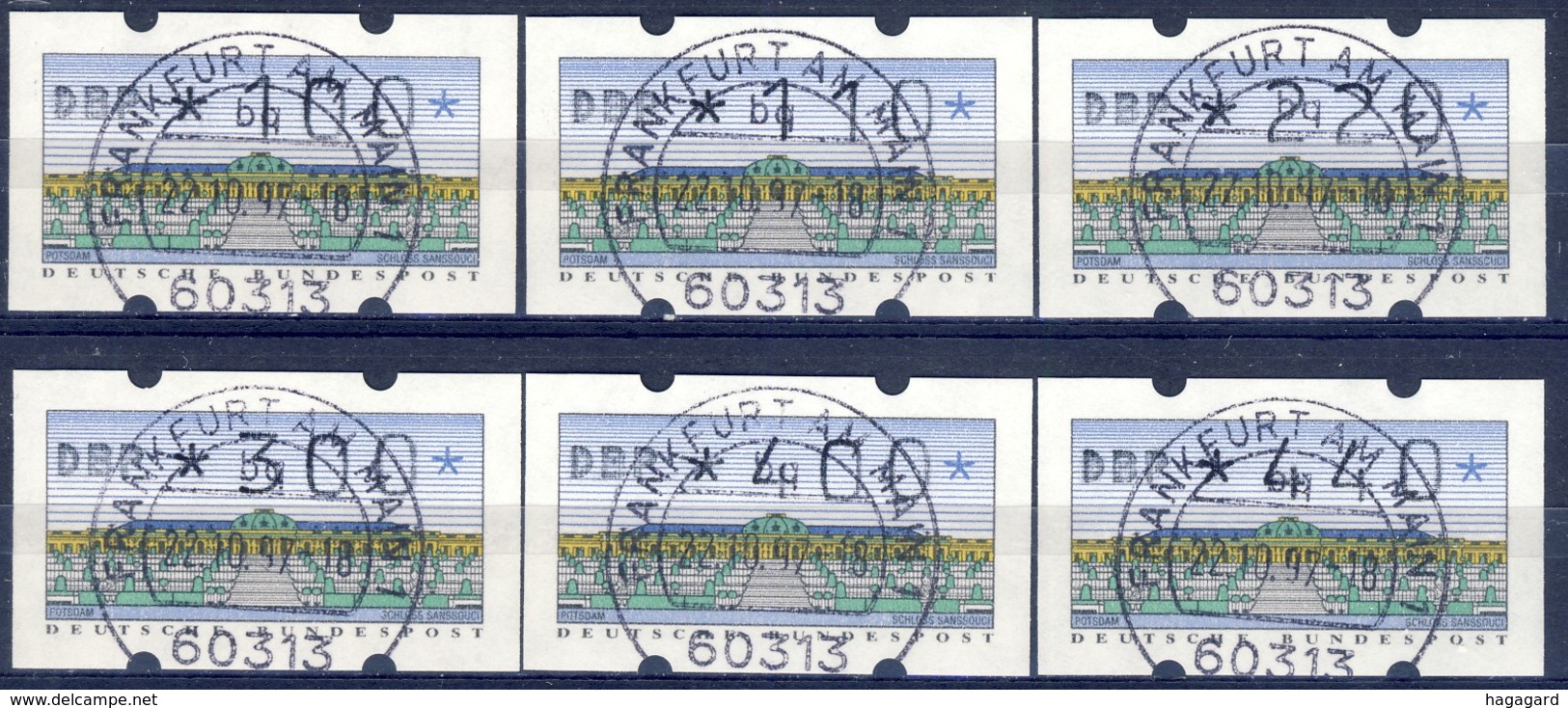 +G1970. BRD 1993. 6 Items Type 2.1/ N (Michel). 1 Item Reversal Numbered. Cancelled - Maschinenstempel (EMA)