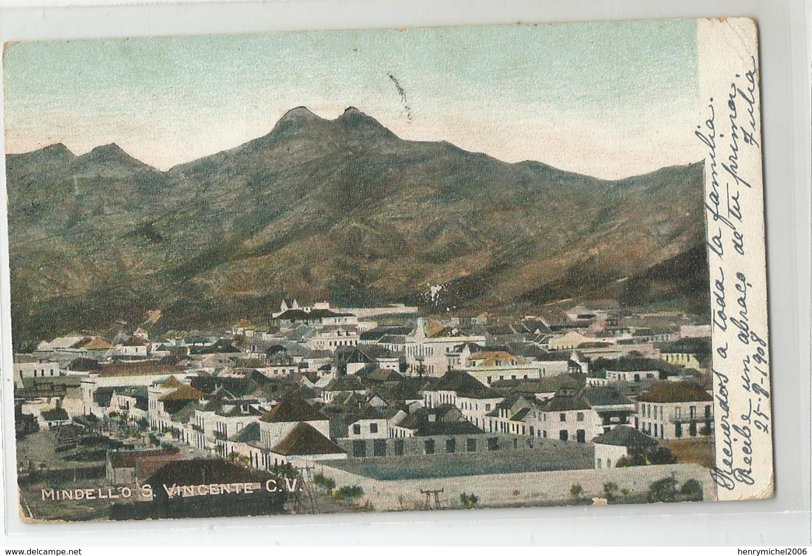 Afrique - Cap Vert Mindello S Vincente Cv Pour France Via Madeira Lisboa 1908 - 2scans - Cabo Verde