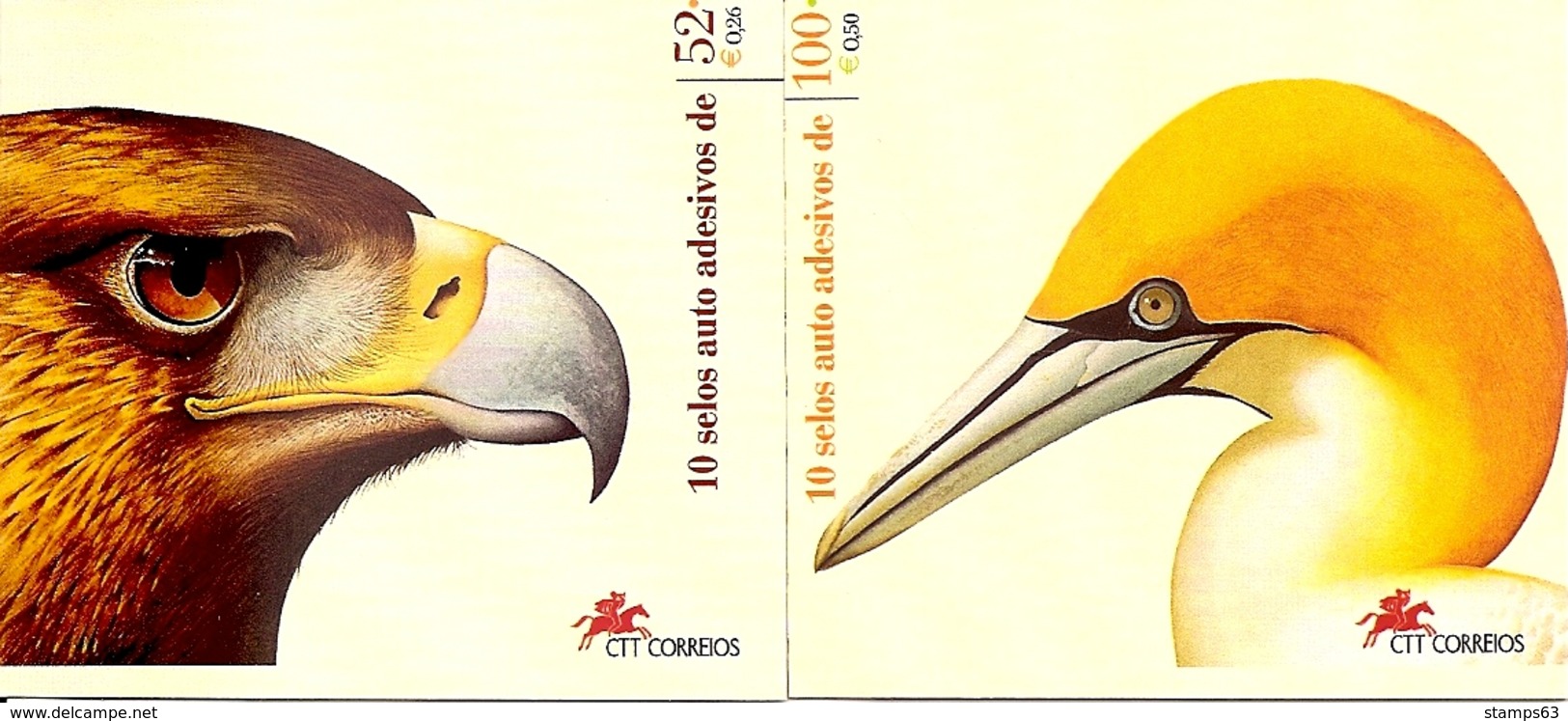 PORTUGAL, 2000, Booklet 62/63, Birds, Mi 10x Mi 2388/89 - Carnets