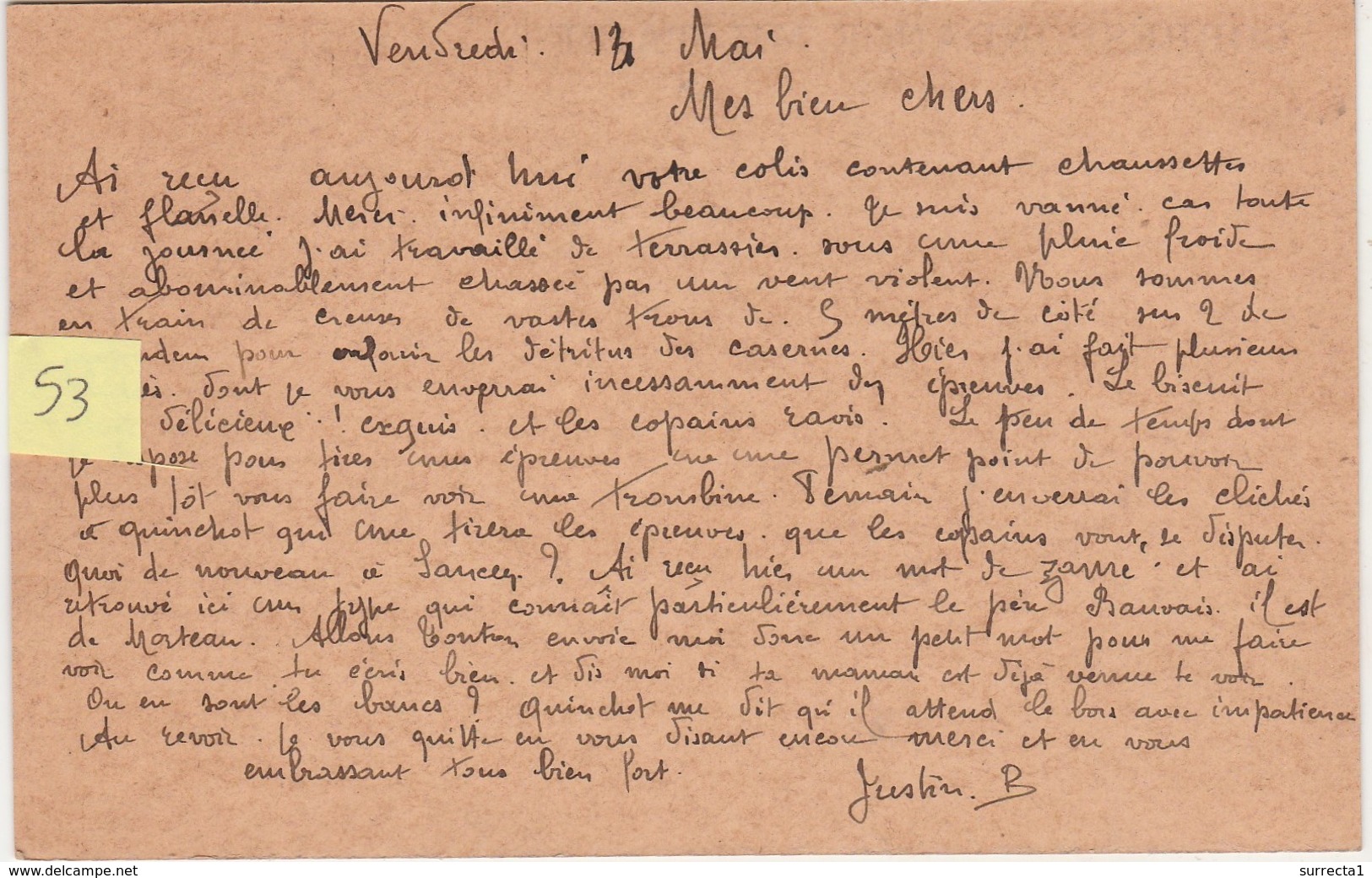 N°53 / Carte Postale FM Franchise Militaire / 172 RI Giromagny 90 - 1914-18
