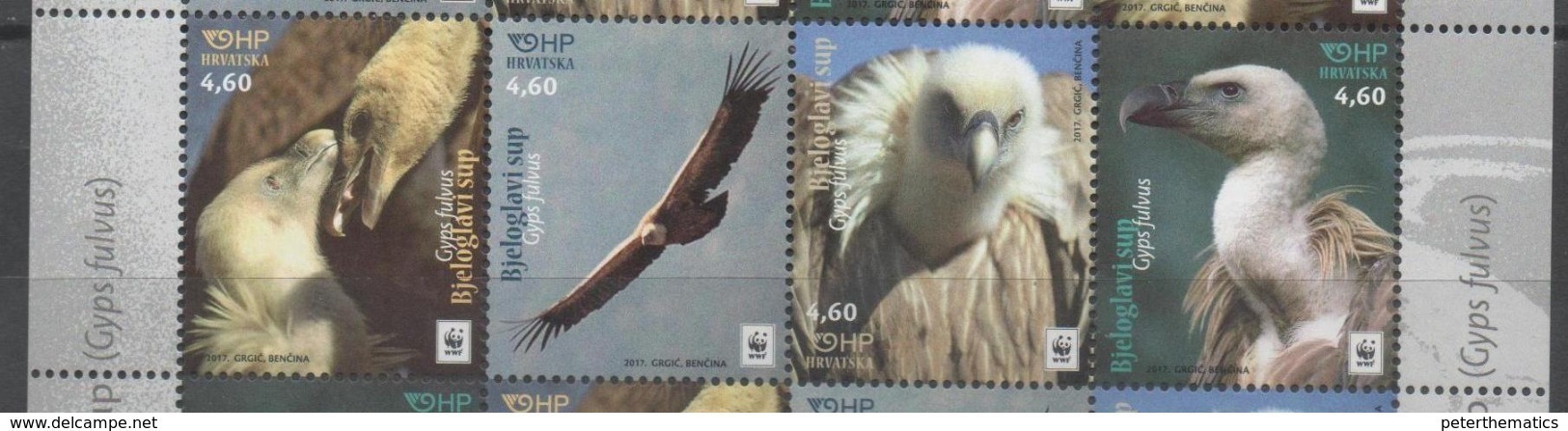 CROATIA, 2017, MNH, WWF, BIRDS, VULTURES, 4v - Unused Stamps