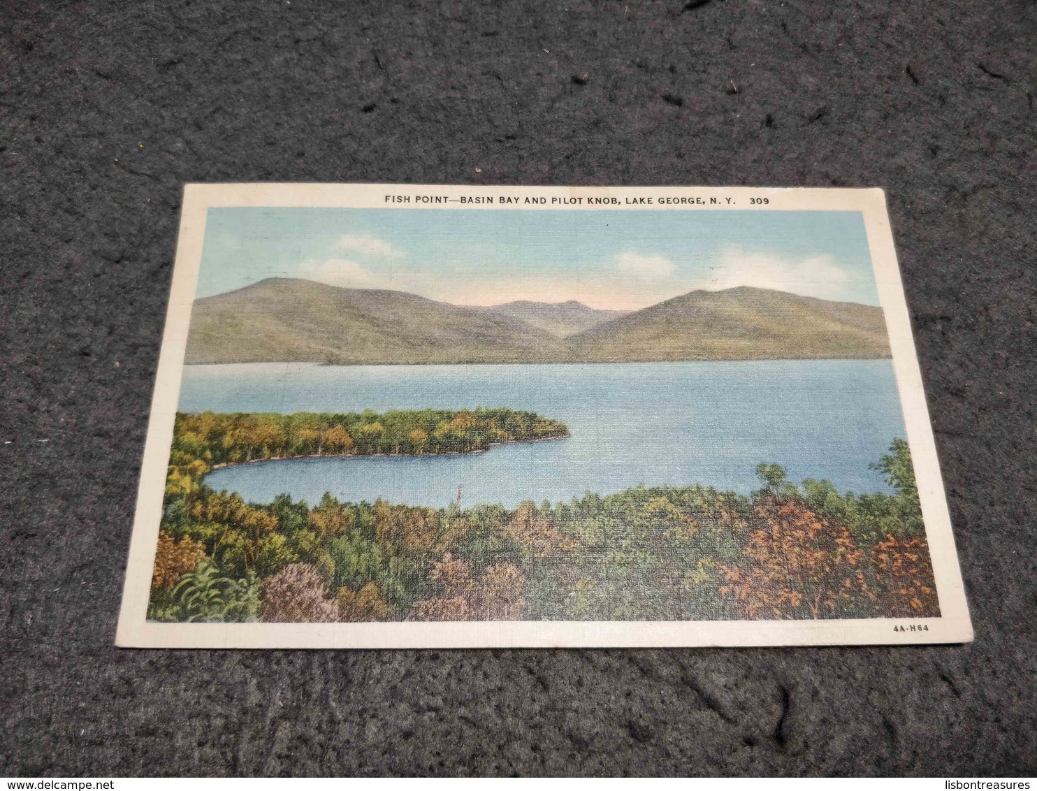 ANTIQUE POSTCARD UNITED STATES - NEW YORK - FISH POINT - BASIN BAY AND PILOT KNOB - LAKE GEORGE CIRCULATED 1948 - Lake George