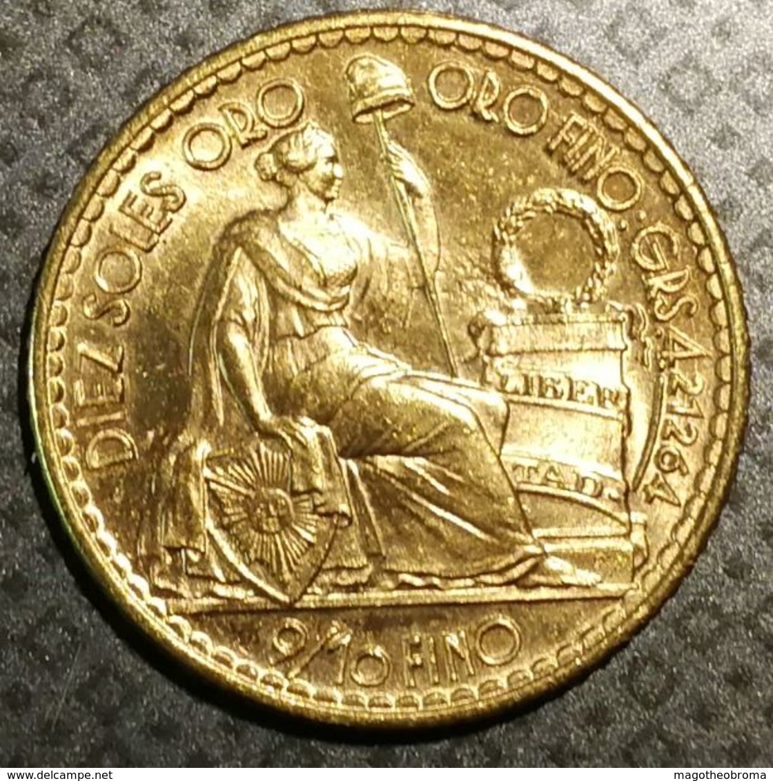 Moneta Peruviana In Oro Da 10 Soles Del 1965 - Perú