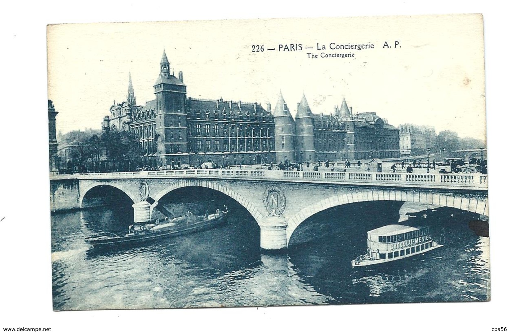 PARIS - Péniche Et Bateau Mouche Pub Chocolat MEUNIER (vers 1927)  Vente Directe - Hausboote