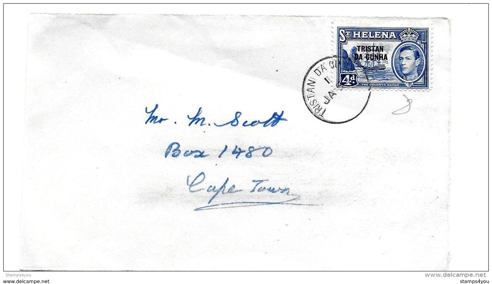 101 - 46 - Fragment Enveloppe Envoyée De St Helena à Capetwon 1952 - Saint Helena Island