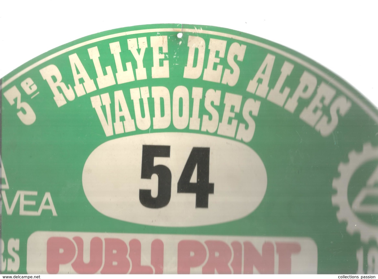 Plaque De Rallye, 3 E Rallye Des Alpes Vaudoises, 1984,Villars , Suisse , 3 Scans , N° 54, Frais Fr 4.75 E - Plaques De Rallye