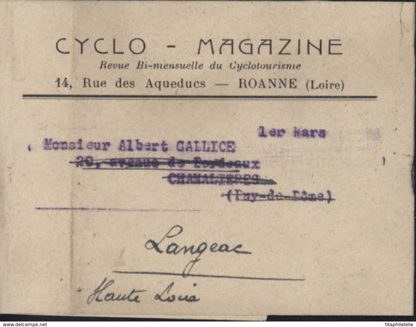 Bande Journal Cyclo Magazine 42 Roanne CAD Journaux PP P.P. Roanne 9 6 1949 Vélo Cycle - 1921-1960: Moderne